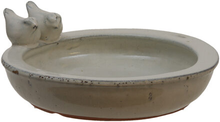 Othmar decorations Vogelbad/voederschaal keramiek - 29 x 27 x 11 cm - creme