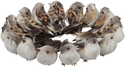 Othmar decorations vogels/vogeltjes??- 16x stuks - bruin - kunststof - 9 cm - op draad