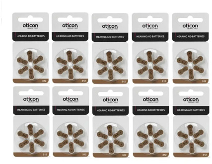 Oticon Hearing aid Battery 6'lı No:312 Total 10x6 = 60 PCs