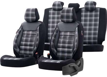 Otom Universele Stoffen Stoelhoezenset 'Sports' Zwart/Grijs Zwart