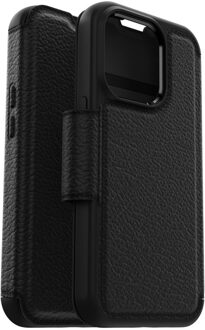 Otterbox Strada Case - iPhone 14 Pro Max leren bookcase hoesje - Zwart + Lunso Screenprotector