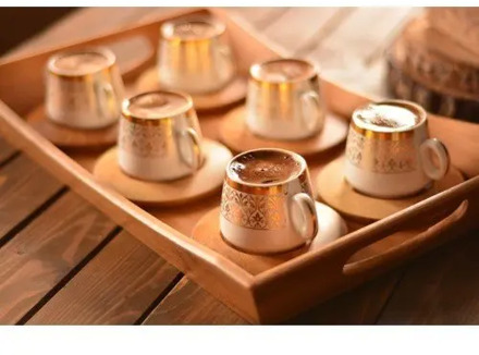 Ottoman Golden Pattern 12 Piece Bamboo Turkish Coffee Cup Set Ottoman Traditional Coffee Cup Set турецкая кофейная чашка