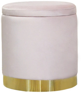 Ottoman Storage Bench Box Seat Stool Round Velvet Footrest Modern Vanity with Golden Steel Base Removable Lid for Living Room