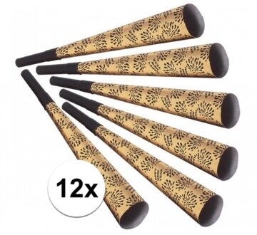 Oud en nieuw feesttoeters goud 12x stuks - Feesttoeters
