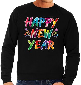 Oud en nieuw trui / sweater Happy New Year zwart voor heren L (52)