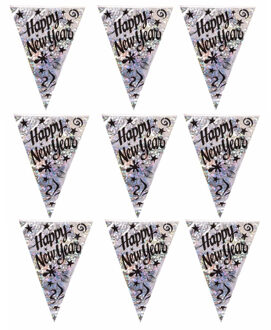 Oud & Nieuw Vlaggenlijn - 3x - 3,6 meter - happy new year slinger - holografisch - versier