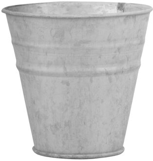 Oud zinken emmertje/bloempot zilver 12 cm - Zinken emmertjes - Bloememmertje - Decoratie emmer - IJzeren emmer / teil Zilverkleurig