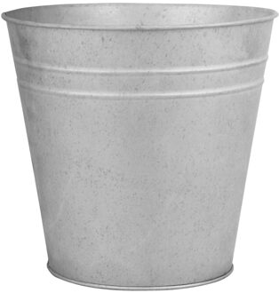 Oud zinken emmertje/bloempot zilver 25 cm - Zinken emmertjes - Bloememmertje - Decoratie emmer - IJzeren emmer / teil Zilverkleurig