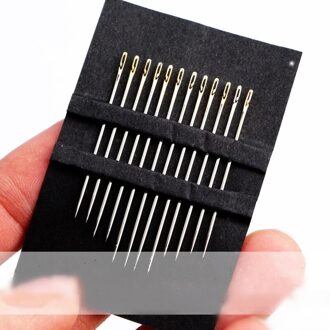 Oude Man Side Blind Naald 12 Stuks Dikke Big Eye Self-Threading Staal Naalden Hand Gold Set Borduurwerk roestvrij Tool zilver