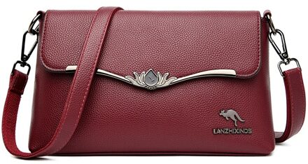 Oude Tang Casual Beknopte Schouder Messenger Tassen Voor Vrouwen Vrouwelijke Zachte Pu Lederen Crossbody Tas Flap Bag Sac femme rood