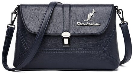 Oude Tang Casual Vrouwen Handtassen Lederen Schoudertas Crossbody Tassen Voor Vrouwen Messenger Bags blauw