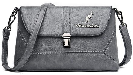 Oude Tang Casual Vrouwen Handtassen Lederen Schoudertas Crossbody Tassen Voor Vrouwen Messenger Bags grijs