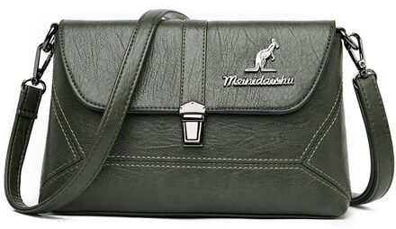 Oude Tang Casual Vrouwen Handtassen Lederen Schoudertas Crossbody Tassen Voor Vrouwen Messenger Bags groen