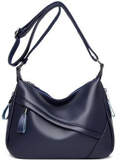 Oude Tang Effen Kleur Pu Lederen Schoudertassen Voor Vrouwen Luxe Messenger Bag Sac epaule blauw