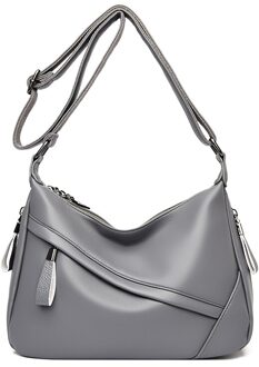 Oude Tang Effen Kleur Pu Lederen Schoudertassen Voor Vrouwen Luxe Messenger Bag Sac epaule grijs