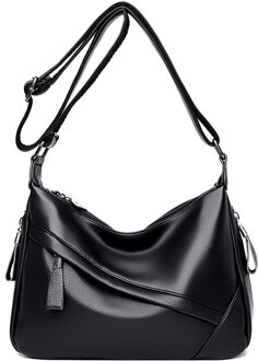 Oude Tang Effen Kleur Pu Lederen Schoudertassen Voor Vrouwen Luxe Messenger Bag Sac epaule zwart