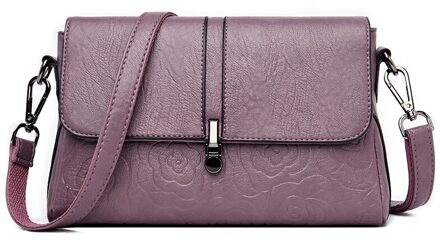 Oude Tang Effen Kleur Pu Lederen Schoudertassen Voor Vrouwen Mode Messenger Bags Kleine Vierkante Zakken Sac een Belangrijkste paars