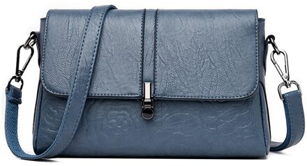 Oude Tang Effen Kleur Pu Lederen Schoudertassen Voor Vrouwen Mode Messenger Bags Kleine Vierkante Zakken Sac een Belangrijkste pauw blauw