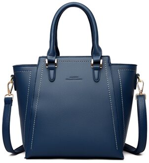 Oude Tang Grote Capaciteit Toevallige Handtas Schoudertassen Voor Vrouwen Dames Lederen Crossbody Bag Sac Een belangrijkste meer blauw
