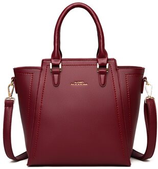 Oude Tang Grote Capaciteit Toevallige Handtas Schoudertassen Voor Vrouwen Dames Lederen Crossbody Bag Sac Een belangrijkste wijn rood