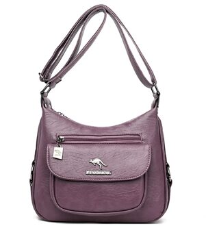 Oude Tang Grote Capaciteit Vrouwen Handtas Schoudertassen Voor Vrouwen Messenger Bag Casual Effen Kleur Rits paars