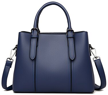Oude Tang Lederen Schoudertassen Voor Vrouwen Messenger Bags Top-Handvat Crossbody Vrouwen Tote Handtas blauw