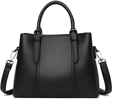 Oude Tang Lederen Schoudertassen Voor Vrouwen Messenger Bags Top-Handvat Crossbody Vrouwen Tote Handtas zwart