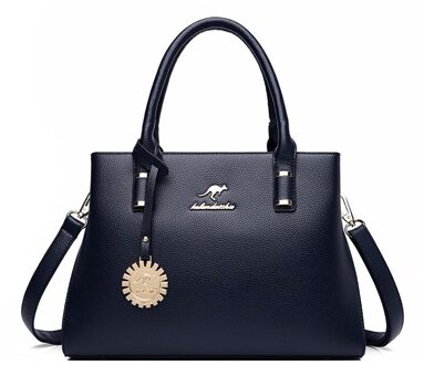 Oude Tang Luxe Effen Kleur Schoudertassen Voor Vrouwen Dames Handtassen Zachte Pu Lederen Crossbody Tassen blauw