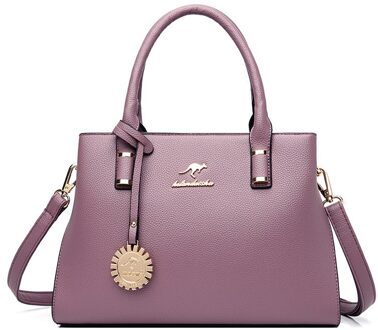 Oude Tang Luxe Effen Kleur Schoudertassen Voor Vrouwen Dames Handtassen Zachte Pu Lederen Crossbody Tassen paars