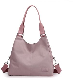 Oude Tang Mode Draagbare Nylon Schoudertassen Voor Vrouwen Grote Capaciteit Reizen Eenvoud Handtassen Casual Crossbody Tassen licht paars