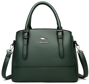 Oude Tang Mode Effen Kleur Pu Leer Schoudertassen Voor Vrouwen Herfst En Winter Dames Handtassen Casual Crossbody groen