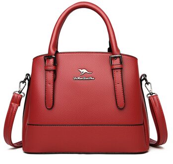 Oude Tang Mode Effen Kleur Pu Leer Schoudertassen Voor Vrouwen Herfst En Winter Dames Handtassen Casual Crossbody rood