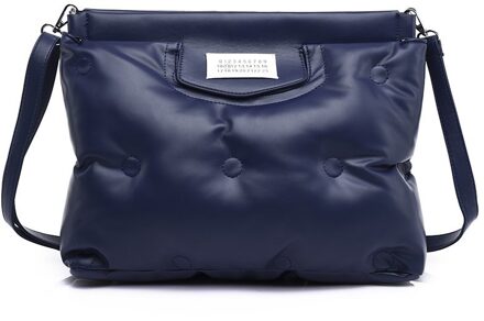 Oude Tang Mode Effen Kleur Schoudertassen Voor Vrouwen Winter Grote Capaciteit Veer Fluwelen Crossbody Sac Epaule blauw