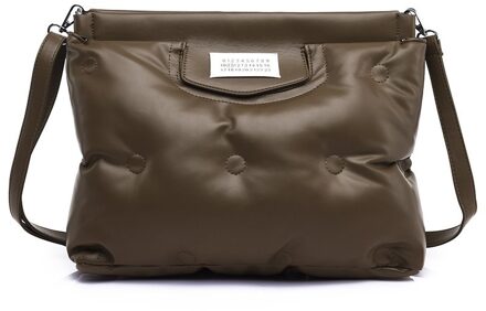 Oude Tang Mode Effen Kleur Schoudertassen Voor Vrouwen Winter Grote Capaciteit Veer Fluwelen Crossbody Sac Epaule donker bruin