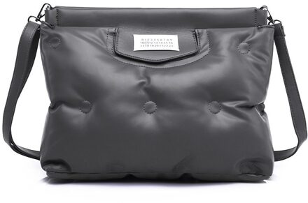 Oude Tang Mode Effen Kleur Schoudertassen Voor Vrouwen Winter Grote Capaciteit Veer Fluwelen Crossbody Sac Epaule grijs