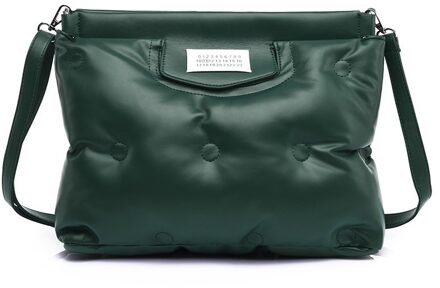Oude Tang Mode Effen Kleur Schoudertassen Voor Vrouwen Winter Grote Capaciteit Veer Fluwelen Crossbody Sac Epaule groen