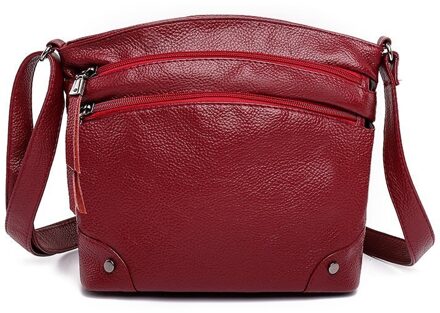 Oude Tang Mode Luxe Lederen Schoudertassen Voor Vrouwen Effen Kleur Dames Hand Crossbody Tas Bolsas De mujer wijn rood
