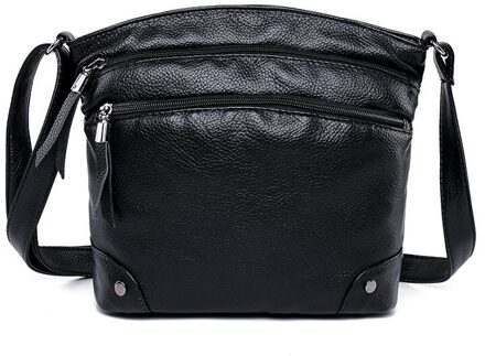 Oude Tang Mode Luxe Lederen Schoudertassen Voor Vrouwen Effen Kleur Dames Hand Crossbody Tas Bolsas De mujer zwart