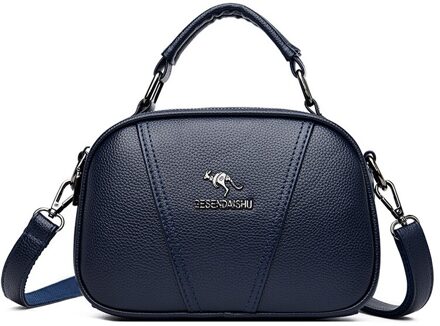 Oude Tang Mode Luxe Pu Leer Effen Kleur Schoudertas Voor Vrouwen Handtas Crossbody Purse donker blauw