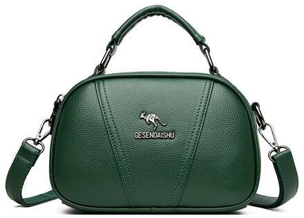 Oude Tang Mode Luxe Pu Leer Effen Kleur Schoudertas Voor Vrouwen Handtas Crossbody Purse groen