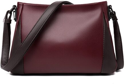 Oude Tang Mode Toevallige Dames Messenger Tassen Voor Vrouwen Effen Kleur Pu Lederen Schoudertassen wijn rood