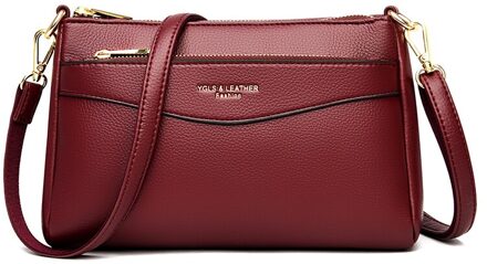 Oude Tang Pu Lederen Schoudertassen Voor Vrouwen Winter Luxe Black Crossbody Sac een Belangrijkste wijn rood