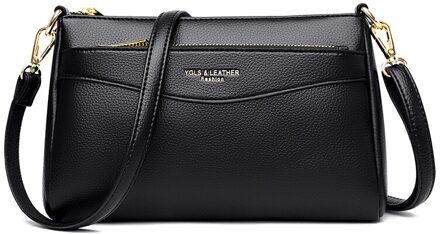 Oude Tang Pu Lederen Schoudertassen Voor Vrouwen Winter Luxe Black Crossbody Sac een Belangrijkste zwart