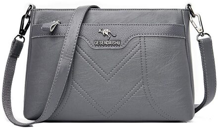 Oude Tang Vintage Crossbody Tassen Voor Vrouwen Grote Capaciteit Schoudertas Soft Pu Lederen Handtassen Tassen grijs
