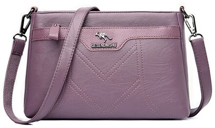 Oude Tang Vintage Crossbody Tassen Voor Vrouwen Grote Capaciteit Schoudertas Soft Pu Lederen Handtassen Tassen paars