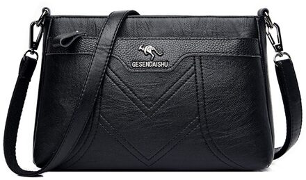 Oude Tang Vintage Crossbody Tassen Voor Vrouwen Grote Capaciteit Schoudertas Soft Pu Lederen Handtassen Tassen zwart