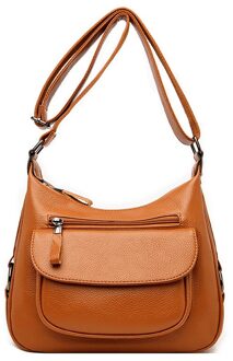 Oude Tang Vintage Effen Kleur Lederen Schoudertas Tassen Voor Vrouwen Luxe Dames Crossbody Tassen Bolsa Feminina geel