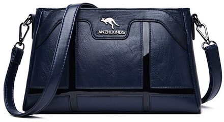 Oude Tang Vrouwelijke Messenger Bag Pu Lederen Luxe Hand Tassen Voor Vrouwen Casual Schoudertassen Feminina Bolsa Sac een Belangrijkste blauw