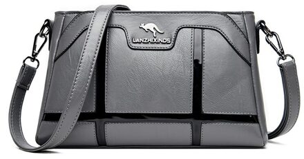 Oude Tang Vrouwelijke Messenger Bag Pu Lederen Luxe Hand Tassen Voor Vrouwen Casual Schoudertassen Feminina Bolsa Sac een Belangrijkste grijs