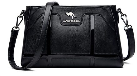 Oude Tang Vrouwelijke Messenger Bag Pu Lederen Luxe Hand Tassen Voor Vrouwen Casual Schoudertassen Feminina Bolsa Sac een Belangrijkste zwart